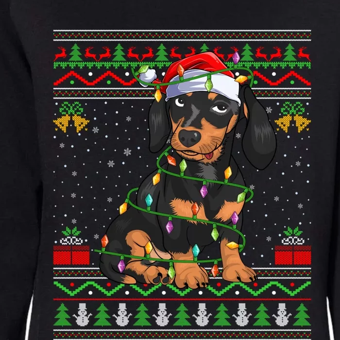 Ugly Xmas Sweater Style Santa Dachshund Dog Christmas Gift Womens California Wash Sweatshirt