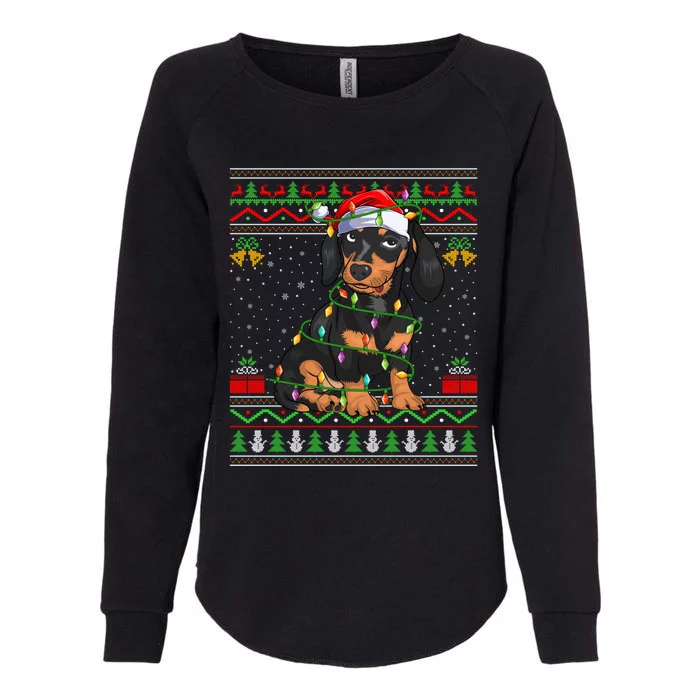 Ugly Xmas Sweater Style Santa Dachshund Dog Christmas Gift Womens California Wash Sweatshirt