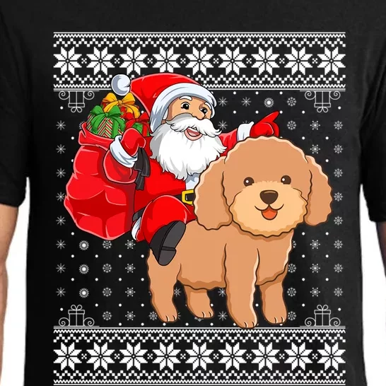 Ugly Xmas Sweater Santa Riding Toy Poodle Dog Christmas Cute Gift Pajama Set