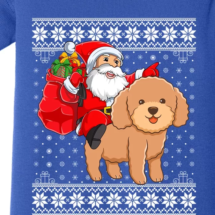 Ugly Xmas Sweater Santa Riding Toy Poodle Dog Christmas Cute Gift Baby Bodysuit