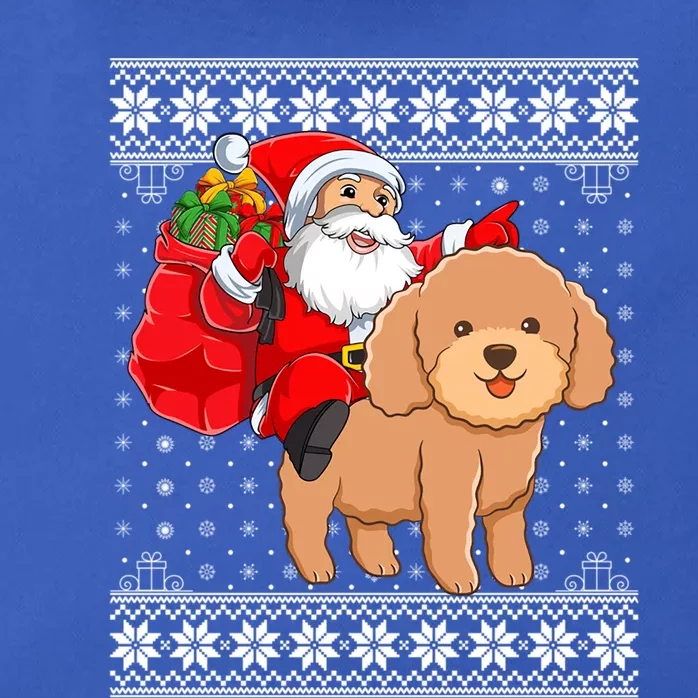 Ugly Xmas Sweater Santa Riding Toy Poodle Dog Christmas Cute Gift Zip Tote Bag