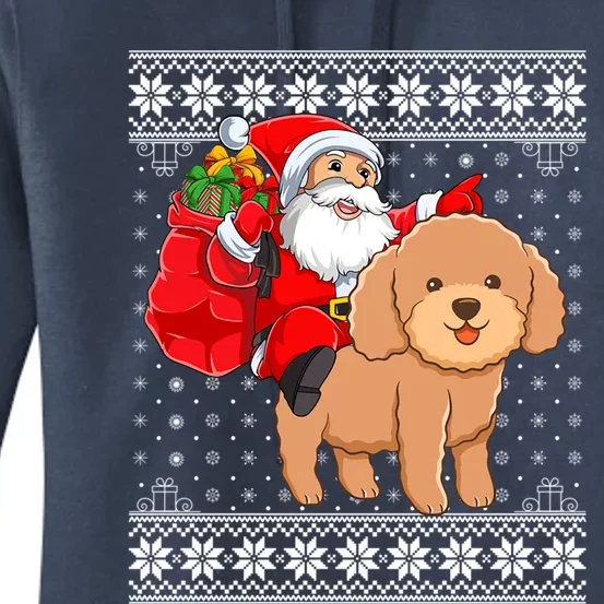 Ugly Xmas Sweater Santa Riding Toy Poodle Dog Christmas Cute Gift Women's Pullover Hoodie