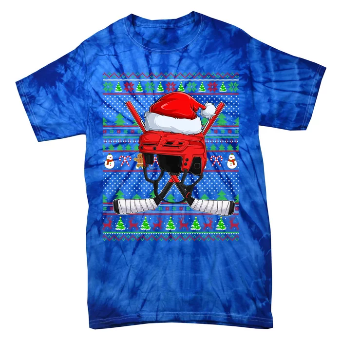 Ugly Xmas Sweater Style Lighting Hockey Christmas Gift Tie-Dye T-Shirt