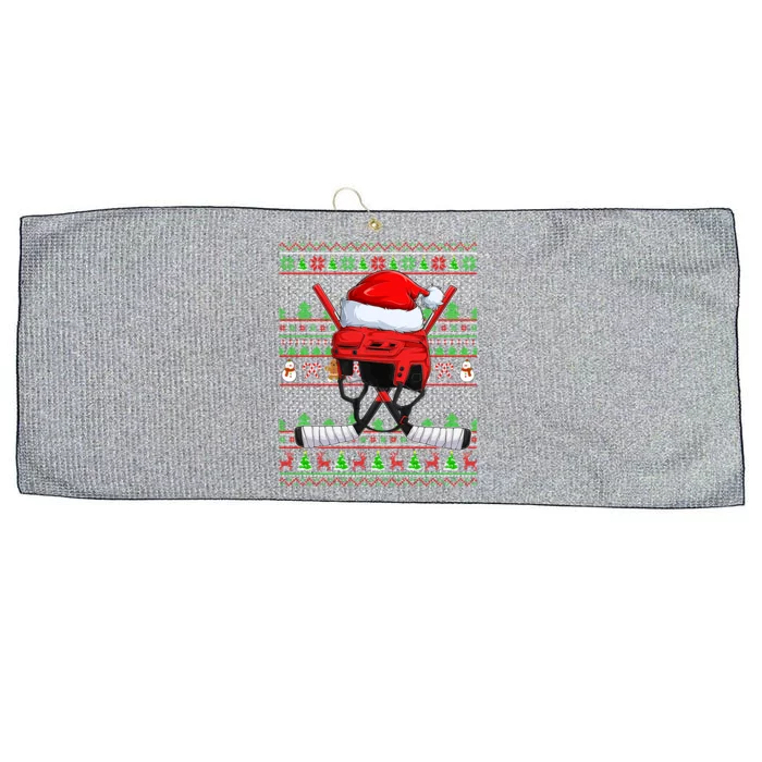 Ugly Xmas Sweater Style Lighting Hockey Christmas Gift Large Microfiber Waffle Golf Towel