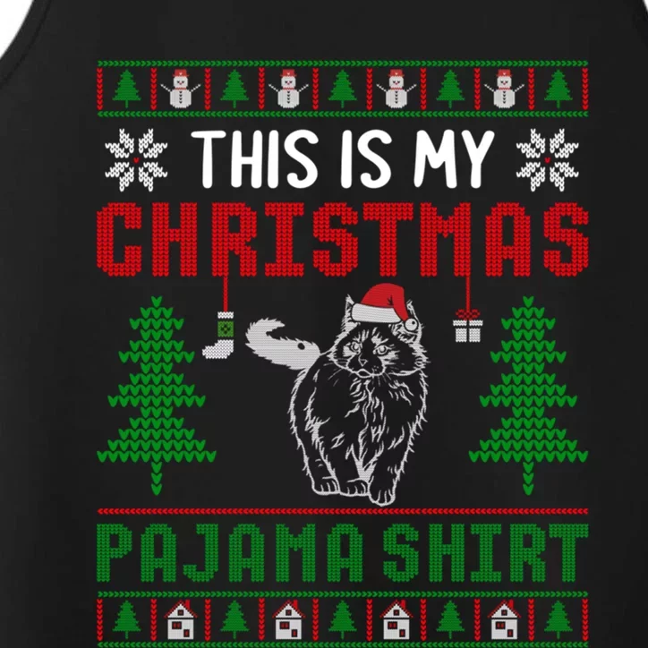 Ugly Xmas Sweater Ragdoll Cat This Is My Christmas Pajama Gift Performance Tank