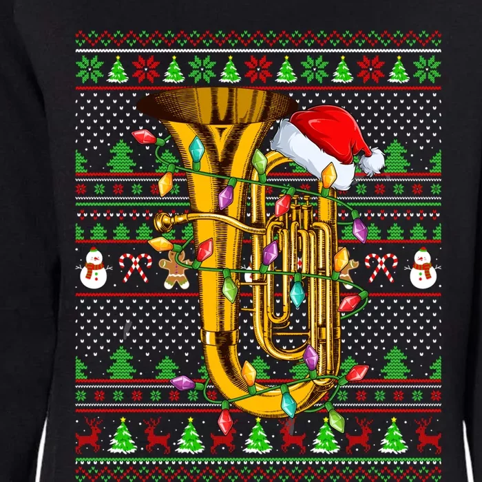 Ugly Xmas Sweater Style Lighting Tuba Christmas Gift Womens California Wash Sweatshirt