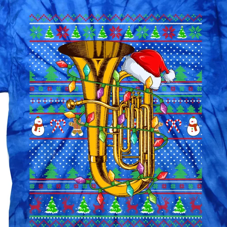 Ugly Xmas Sweater Style Lighting Tuba Christmas Gift Tie-Dye T-Shirt