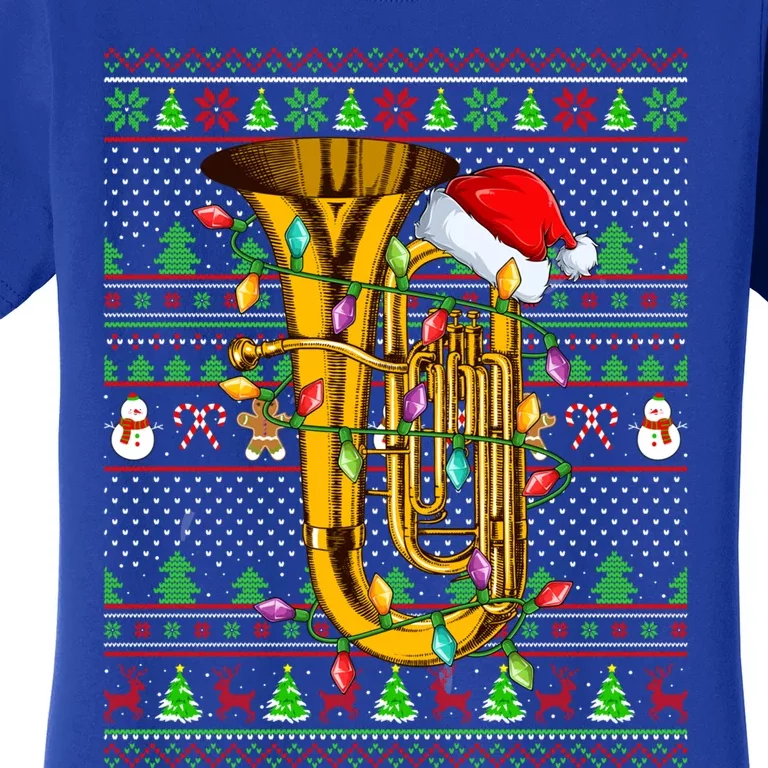 Ugly Xmas Sweater Style Lighting Tuba Christmas Gift Women's T-Shirt