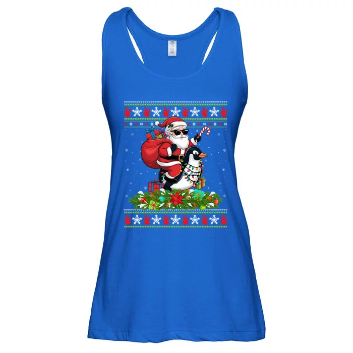 Ugly Xmas Style Santa Riding Penguin Bird Christmas Funny Gift Ladies Essential Flowy Tank