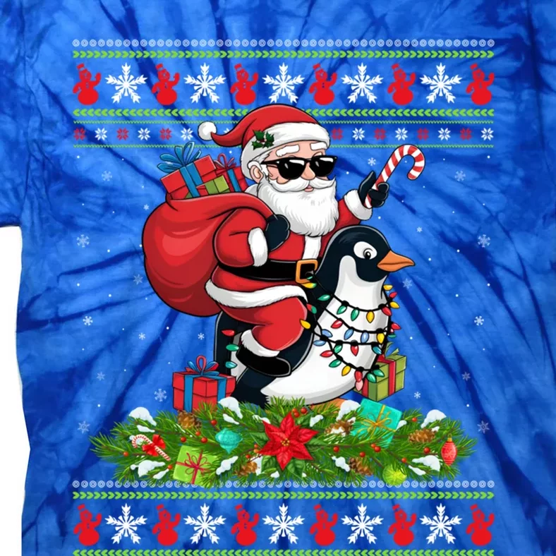 Ugly Xmas Style Santa Riding Penguin Bird Christmas Funny Gift Tie-Dye T-Shirt