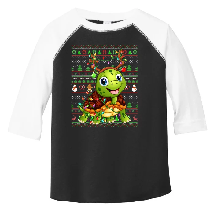 Ugly Xmas Sweater Style Lighting Turtle Christmas Toddler Fine Jersey T-Shirt