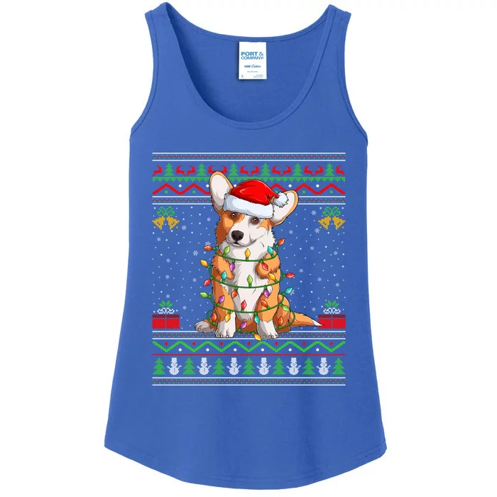 Ugly Xmas Sweater Style Santa Corgi Dog Christmas Gift Ladies Essential Tank