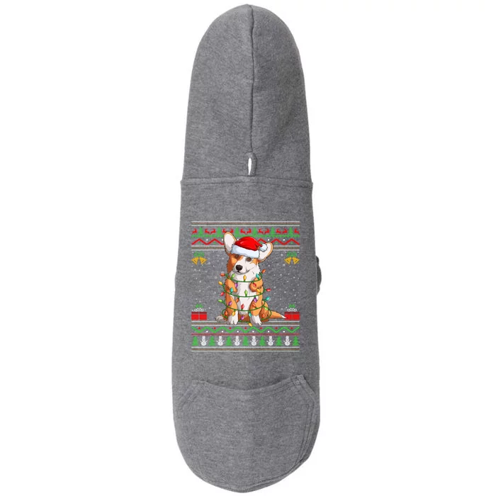 Ugly Xmas Sweater Style Santa Corgi Dog Christmas Gift Doggie 3-End Fleece Hoodie