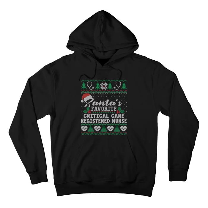 Ugly Xmas Santa's Favorite Critical Care Registered Nurse Hoodie