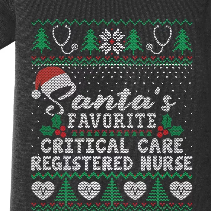 Ugly Xmas Santa's Favorite Critical Care Registered Nurse Baby Bodysuit