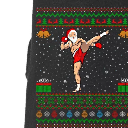 Ugly Xmas Sweater Style Kickboxing Christmas Gift Doggie 3-End Fleece Hoodie