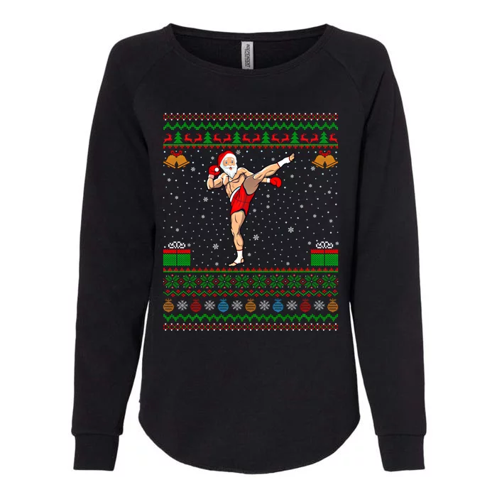 Ugly Xmas Sweater Style Kickboxing Christmas Gift Womens California Wash Sweatshirt