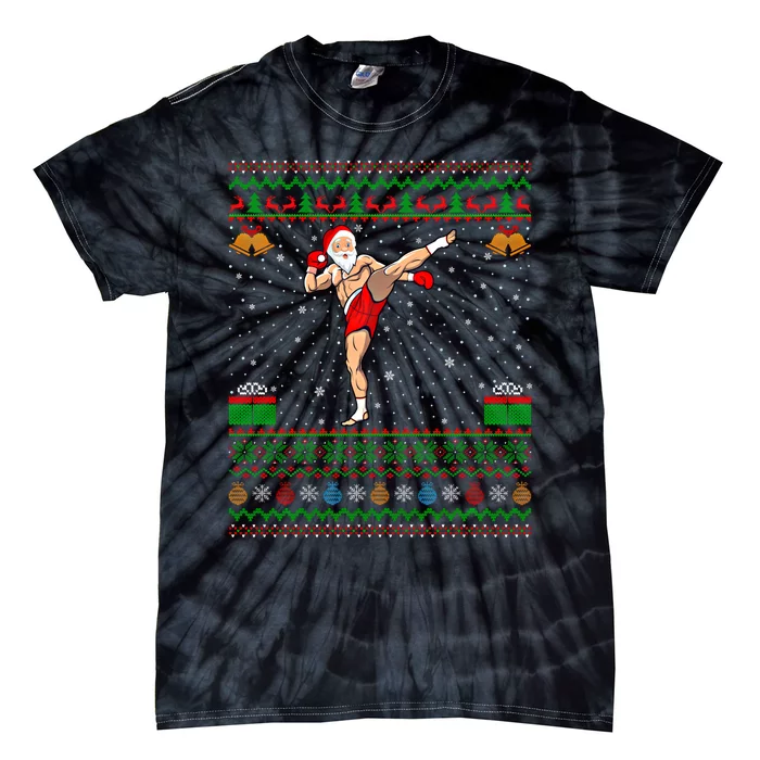 Ugly Xmas Sweater Style Kickboxing Christmas Gift Tie-Dye T-Shirt