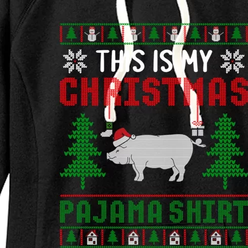 Ugly Xmas Sweater Pig This Is My Christmas Pajama Gift Women's Fleece Hoodie