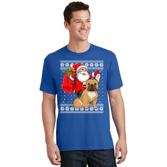 Ugly Xmas Sweater Santa Riding French Bulldog Christmas Meaningful Gift T-Shirt