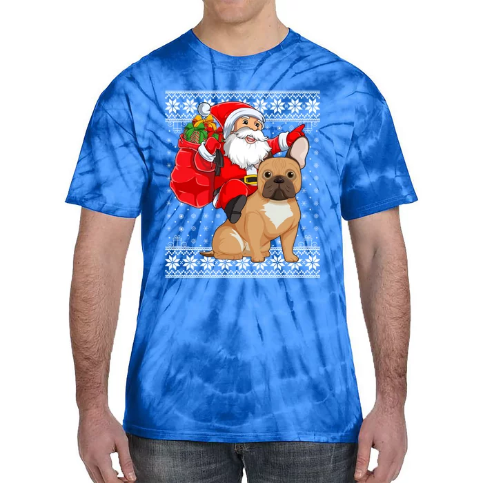 Ugly Xmas Sweater Santa Riding French Bulldog Christmas Meaningful Gift Tie-Dye T-Shirt