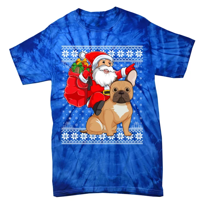 Ugly Xmas Sweater Santa Riding French Bulldog Christmas Meaningful Gift Tie-Dye T-Shirt