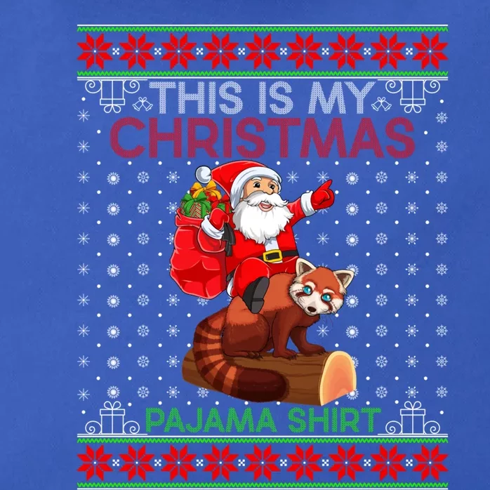 Ugly Xmas Sweater Style Santa Riding Red Panda Christmas Gift Zip Tote Bag