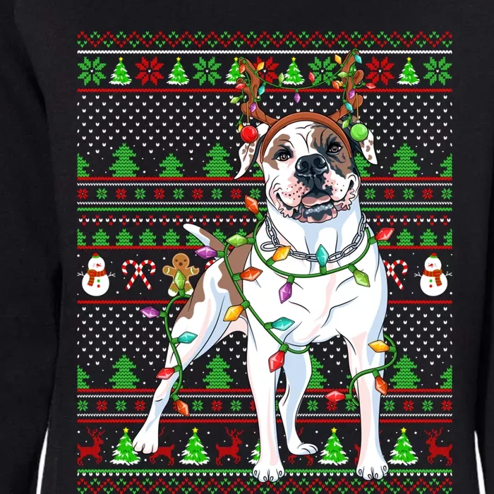 Ugly Xmas Sweater Style Lights American Bulldog Christmas Gift Womens California Wash Sweatshirt