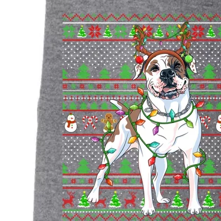 Ugly Xmas Sweater Style Lights American Bulldog Christmas Gift Doggie 3-End Fleece Hoodie