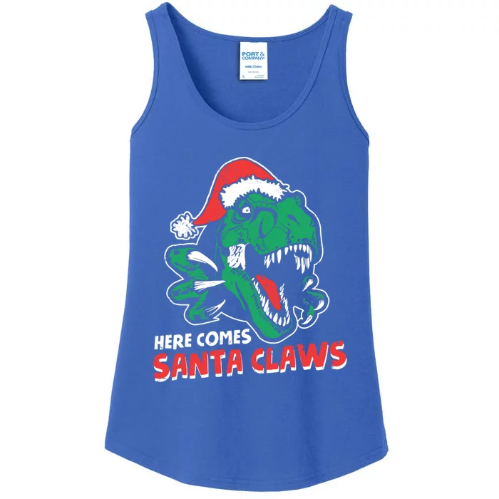 Ugly Xmas Sweaters: Dinosaur Here Comes Santa Claws Claus Cute Gift Ladies Essential Tank