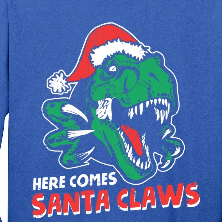 Ugly Xmas Sweaters: Dinosaur Here Comes Santa Claws Claus Cute Gift Tall Long Sleeve T-Shirt