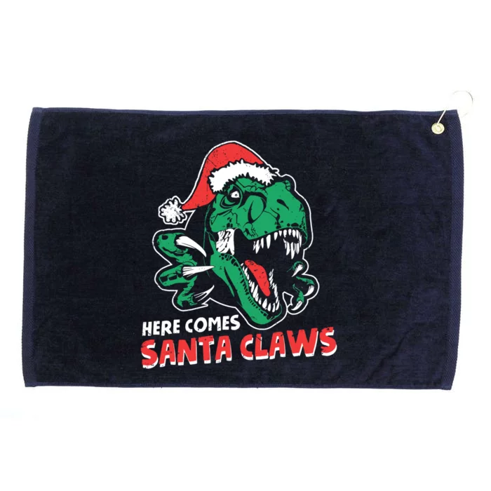 Ugly Xmas Sweaters: Dinosaur Here Comes Santa Claws Claus Cute Gift Grommeted Golf Towel