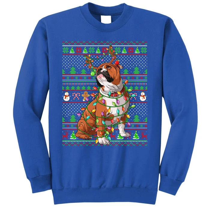 Ugly Xmas Sweater Style Lights English Bulldog Christmas Gift Tall Sweatshirt