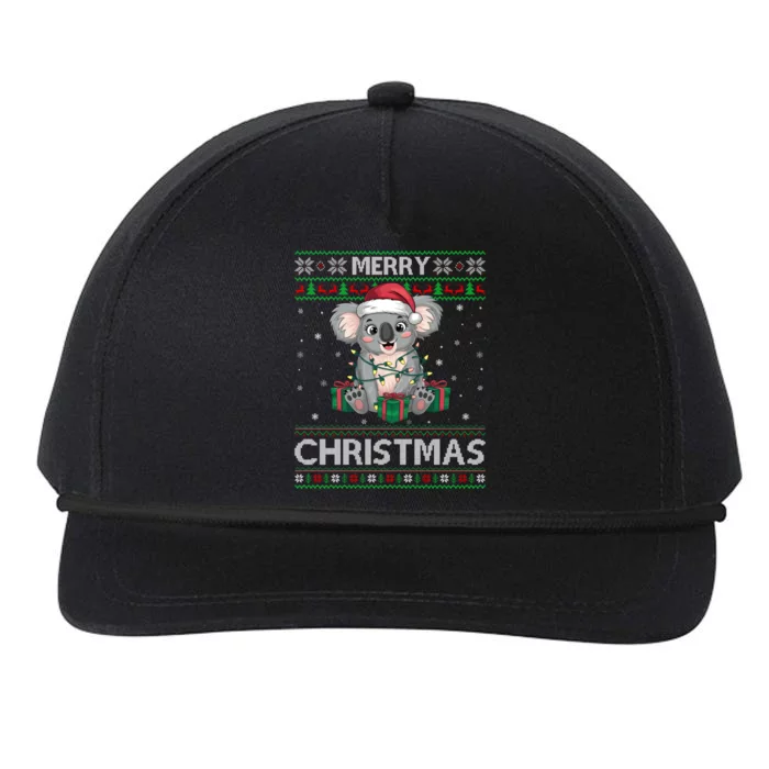 Ugly Xmas Style Lights Santa Koala Christmas Gift Snapback Five-Panel Rope Hat