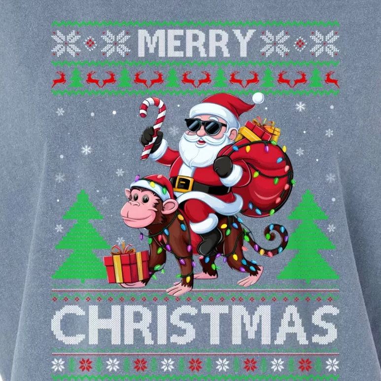 Ugly Xmas Style Santa Riding Monkey Christmas Meaningful Gift Garment-Dyed Women's Muscle Tee