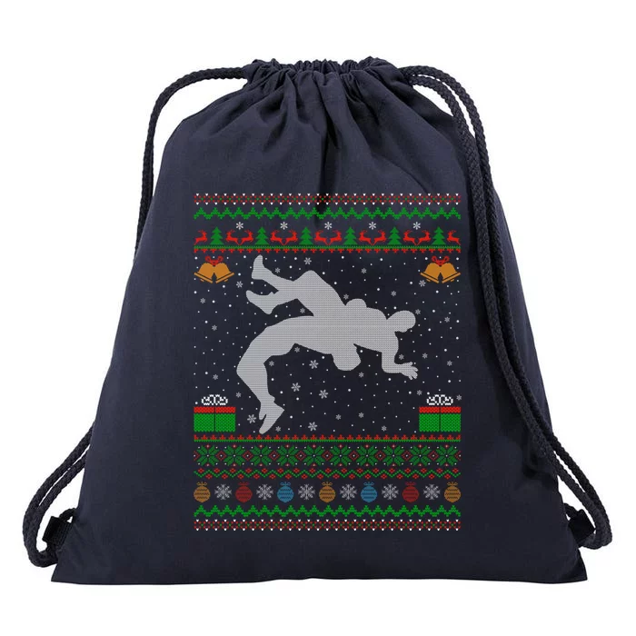 Ugly Xmas Style Wrestling Christmas Gift Drawstring Bag