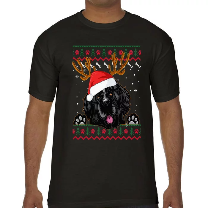 Ugly Xmas Sweater Santa Newfoundland Dog Christmas Tree Comfort Colors T-Shirt