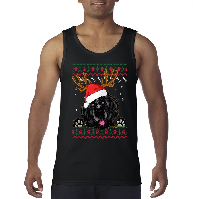 Ugly Xmas Sweater Santa Newfoundland Dog Christmas Tree Tank Top