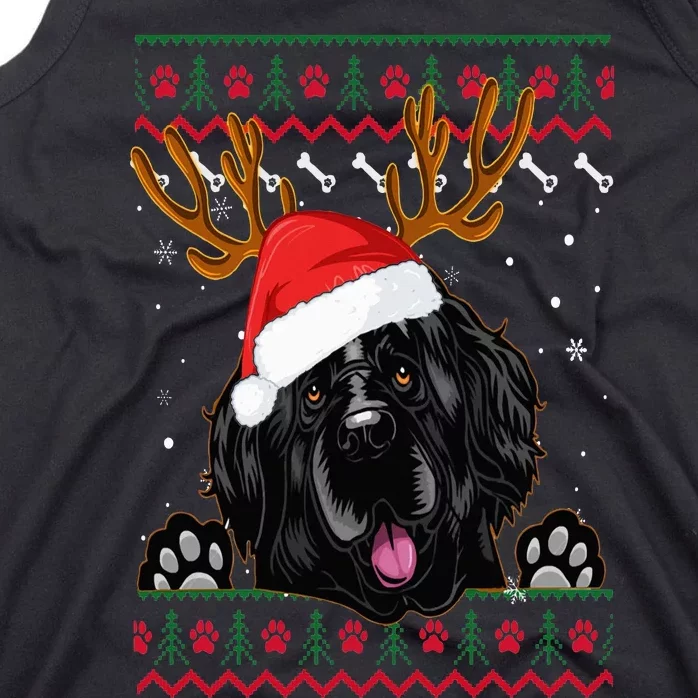 Ugly Xmas Sweater Santa Newfoundland Dog Christmas Tree Tank Top