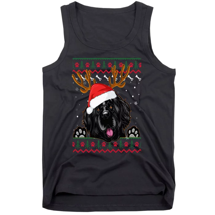 Ugly Xmas Sweater Santa Newfoundland Dog Christmas Tree Tank Top