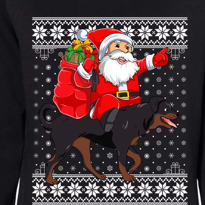 Ugly Xmas Sweater Santa Riding Rottweiler Dog Christmas Gift Womens California Wash Sweatshirt