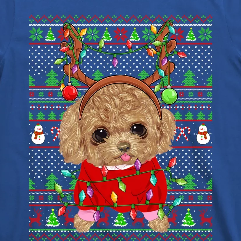 Ugly Xmas Sweater Style Lights Toy Poodle Dog Christmas Cute Gift T-Shirt