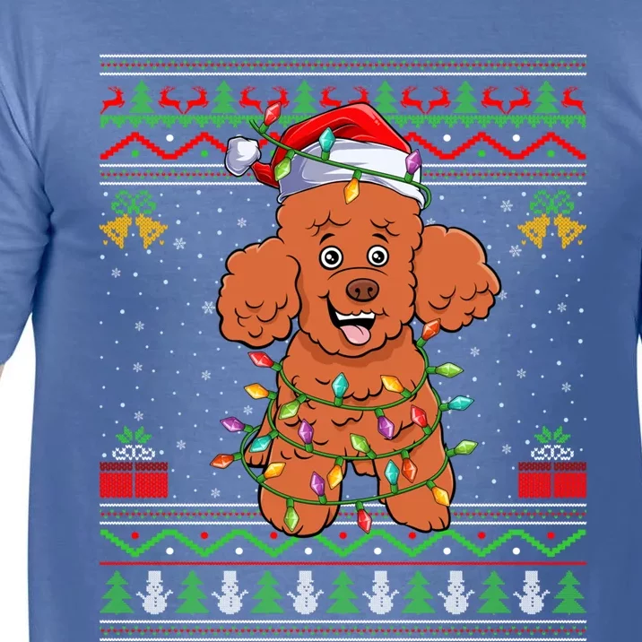 Ugly Xmas Sweater Style Santa Poodle Dog Christmas Gift Comfort Colors T-Shirt