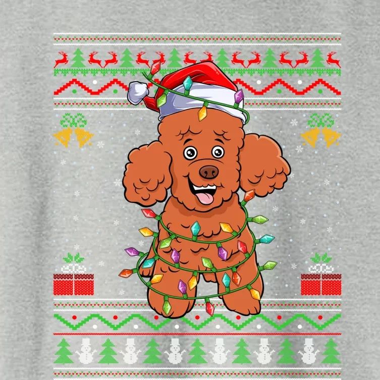 Ugly Xmas Sweater Style Santa Poodle Dog Christmas Gift Women's Crop Top Tee