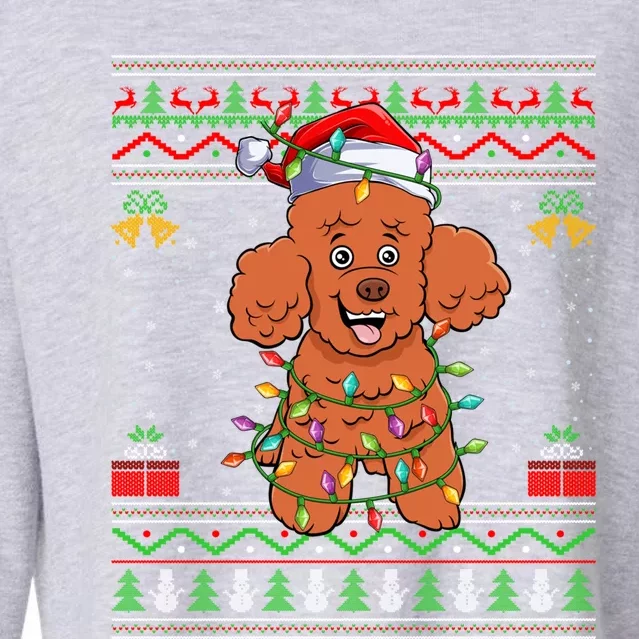 Ugly Xmas Sweater Style Santa Poodle Dog Christmas Gift Cropped Pullover Crew