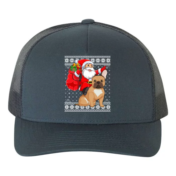 Ugly Xmas Sweater Santa Riding French Bulldog Christmas Funny Gift Yupoong Adult 5-Panel Trucker Hat