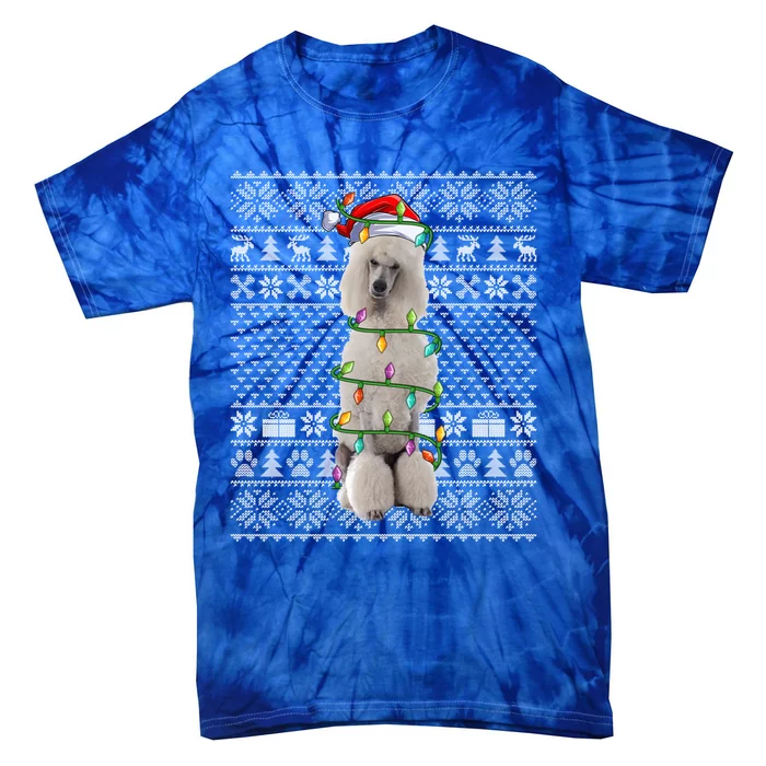 Ugly Xmas Sweater Style Santa Standard Poodle Dog Christmas Gift Tie-Dye T-Shirt