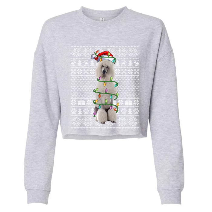 Ugly Xmas Sweater Style Santa Standard Poodle Dog Christmas Gift Cropped Pullover Crew