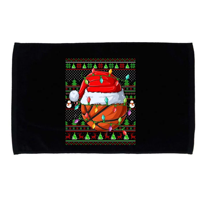 Ugly Xmas Sweater Style Lighting Basketball Christmas Cute Gift Microfiber Hand Towel