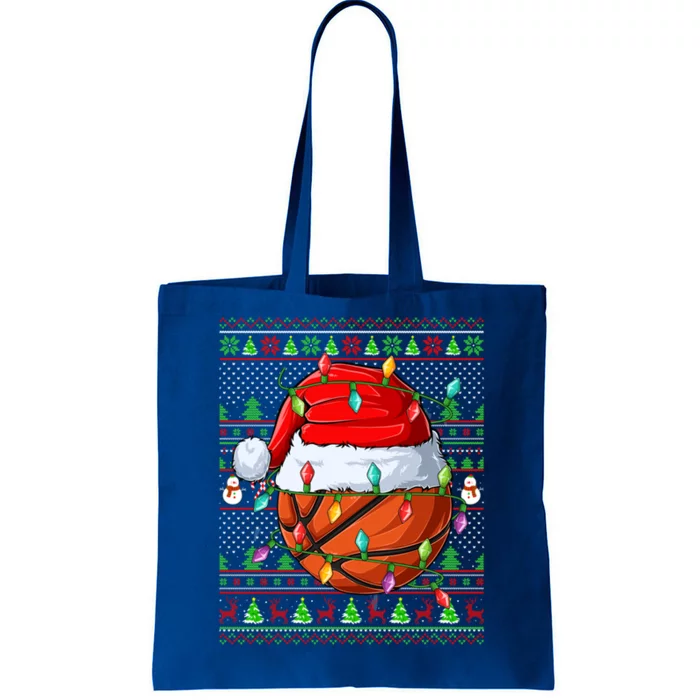 Ugly Xmas Sweater Style Lighting Basketball Christmas Cute Gift Tote Bag